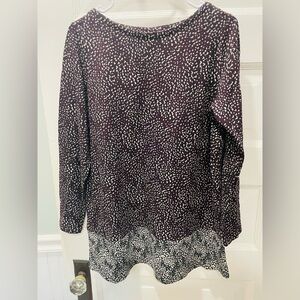 J. Jill Brown and Cream Patterned Top, Tunic, Size Small